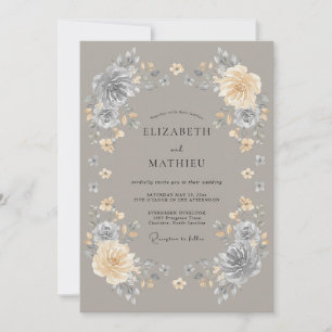 Graue Blumen Verzauberte Hochzeit Einladung