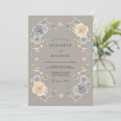 Graue Blumen Verzauberte Hochzeit Einladung (Stehend Vorderseite)