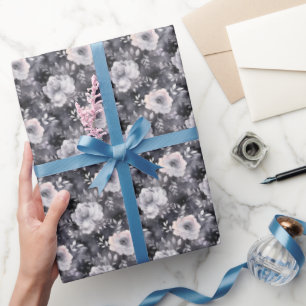 Graue Blumen-Watercolor Geschenkpapier