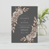 Graue Blumenhochzeit Einladung (Stehend Vorderseite)