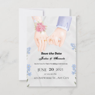 Graue Blumenrand Save-the-Date-Hochzeitseinladungs Save The Date