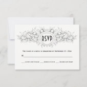 Graue, blumenreiche Wappen Hochzeit RSVP-Karte RSVP Karte (Vorderseite)