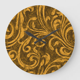 Graue, blumige, hochauflösende, nahtlose Textur. Große Wanduhr