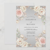 Graue Blush Serene Hochzeit Einladung (Vorne/Hinten)