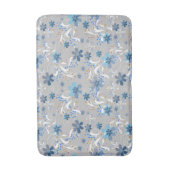 Graue Blüte , Retro , grau , blau Badematte (Vorderseite Vertikal)