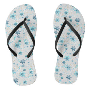 Graue Blüte , Retro , grau , blau , elegant Badesandalen