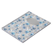 Graue Blüte , Retro , grau , blau , elegant Notizblock (Linke Seite)