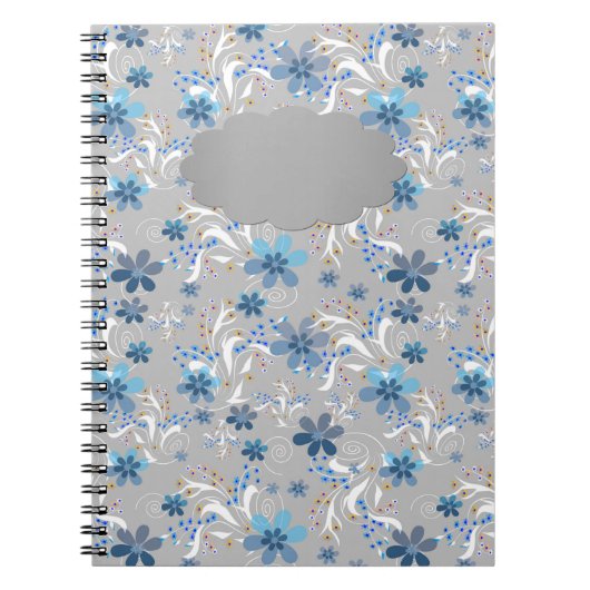 Graue Blüte , Retro , grau , blau , elegant Notizblock (Vorderseite)