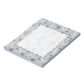 Graue Blüte , Retro , grau , blau Notizblock (Rotiert)