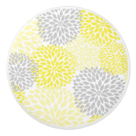 Graue Blütenblüten von Gelb Dahlias Blume Keramikknauf