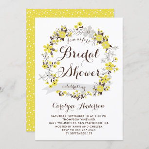 Graue Blütendusche Bridal Einladung