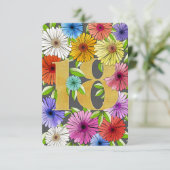 Graue Blütenkarte Personalisiert 18. Geburtstagska (Stehend Vorderseite)