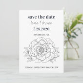 Graue Blütenkarte Save the Date (Stehend Vorderseite)