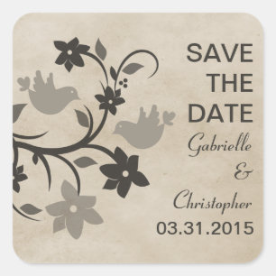 Graue Blütenlöbchen Save the Date Stickers
