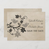 Graue Blütenlöffel Save the Date Postkarte (Vorne/Hinten)