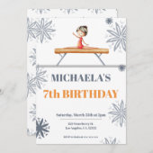 Graue Blütenmädchen auf einem einzigartigen Niedli Einladung (Vorne/Hinten)