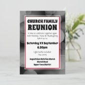 Graue Bokeh-KIRCHENFAMILY-WIEDERSEHEN Einladung (Stehend Vorderseite)