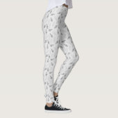 Graue botanische Blätter Muster Leggings (Rechts)