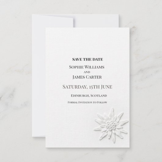 Graue botanische Hochzeit Save The Date (Vorderseite)