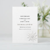 Graue botanische Hochzeit Save The Date (Stehend Vorderseite)