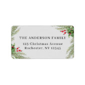 Graue botanische Weihnachtsadresse Adressaufkleber (Vorne)