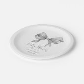 Graue Bow Boy Baby Dusche Pappteller (Schrägansicht)