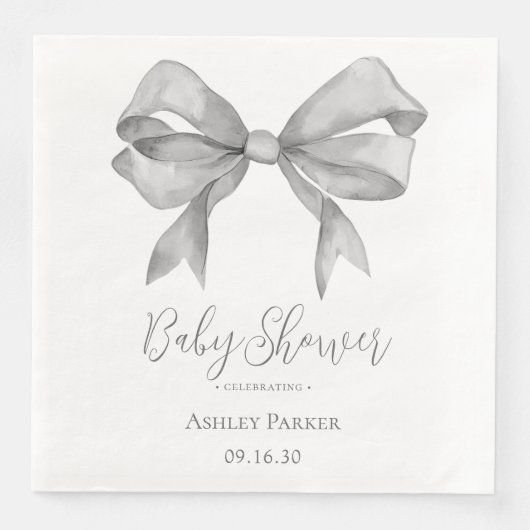 Graue Bow Boy Baby Dusche Serviette (Vorderseite)