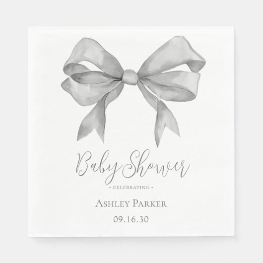 Graue Bow Boy Baby Dusche Serviette (Vorderseite)