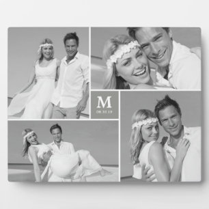 Graue Box Zeitloses Monogramm Hochzeitsfoto-Easel Fotoplatte