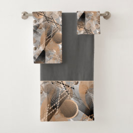 Graue, braune Abstraktion. Badetuch-Set Badhandtuch Set