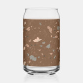 Graue braune Glas-Chips im Retro-Terrazzo-Muster Dosenglas (Rückseite)