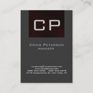 Graue, braune rote Monogram-Visitenkarte Visitenkarte