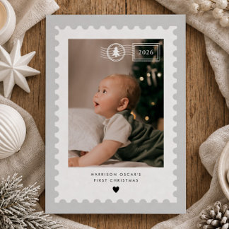 Graue Briefmarke Baby's 1. Weihnachten Foto