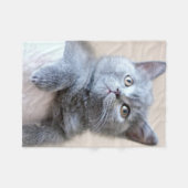 Graue britische Shorthair Katze Fleecedecke (Vorderseite (Horizontal))