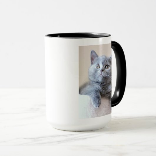 Graue britische Shorthair Katze Tasse (VorderseiteRechts)