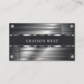 Graue Brushed Metal Moderne Maskuline Visitenkarte (Vorderseite)