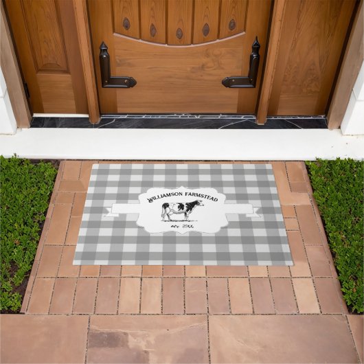 Graue Buffalo Karierte Farm Kuh Doormat Fußmatte (Außenbereich)
