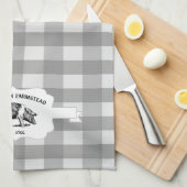 Graue Buffalo Karierte Farm Pig Küchentuch (Viertel Falte)