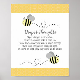 Graue Bumble Bee Baby Dusche Windeln Gedanken Spie Poster