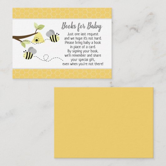 Graue Bumble Bee Baby Shooting Cards Begleitkarte (Vorne/Hinten)