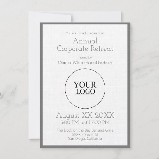 Graue Business- oder Firmenveranstaltung mit eigen Einladung (Vorderseite)