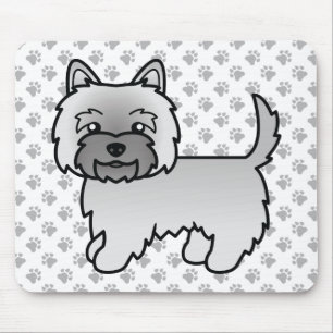 Graue Cairn Terrier-Hund-Illustration & Pfotenmust Mousepad