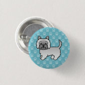 Graue Cairn Terrier Hund Niedliche Illustration au Button (Vorne & Hinten)