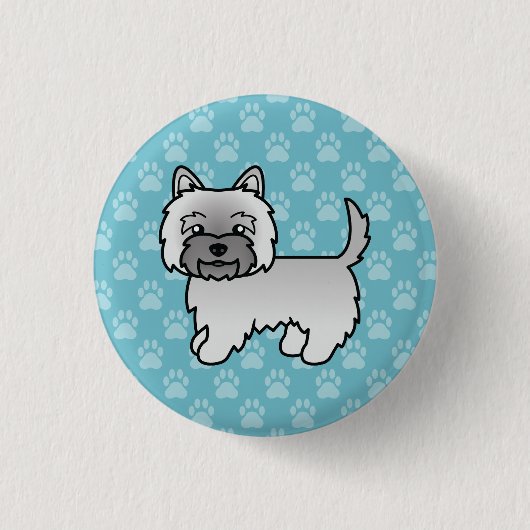 Graue Cairn Terrier Hund Niedliche Illustration au Button (Vorderseite)