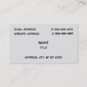 Graue Camaro Visitenkarten Visitenkarte (Rückseite)