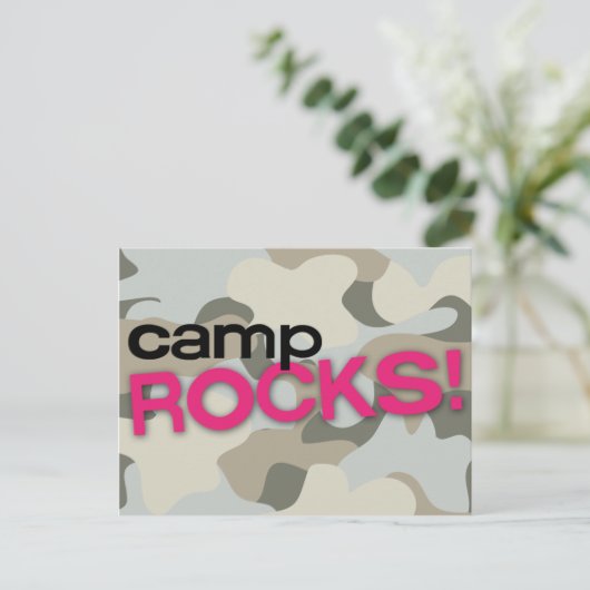 Graue Camouflage CAMP ROCKS! Postkarte (Stehend Vorderseite)