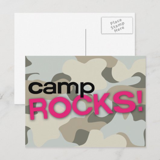 Graue Camouflage CAMP ROCKS! Postkarte (Vorne/Hinten)