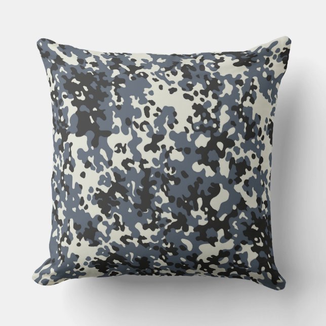 Graue Camouflage Muster Pillow Kissen (Vorderseite)