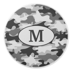 Graue Camouflage-Tarnungs-Monogramm-Initiale Keramikknauf