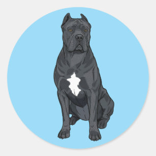 Graue Cane Corso Pop Art Comic-Illustration Runder Aufkleber